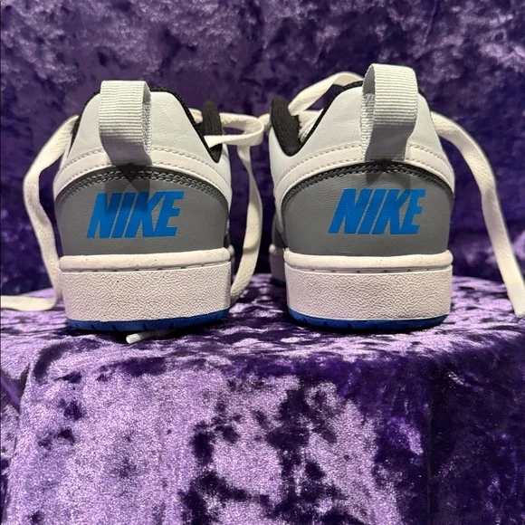 KIDS' NIKE BIG KID COURT BOROUGH LOW RECRAFT SNEAKERS  BLUE AND GREY~5Y - Picture 4 of 6